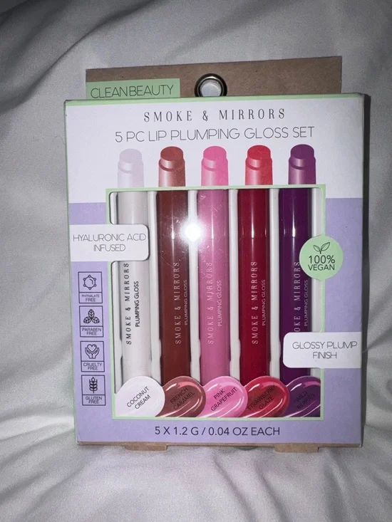 Smoke & Mirrors 5-Pc Lip Plumping Gloss Set - Assorted Pink & Purple Shades - Picture 1 of 3